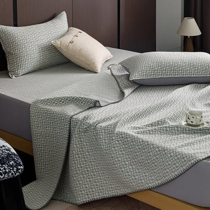 Neutral Geometric 3-Layer Cotton Gauze Quilt - image 0