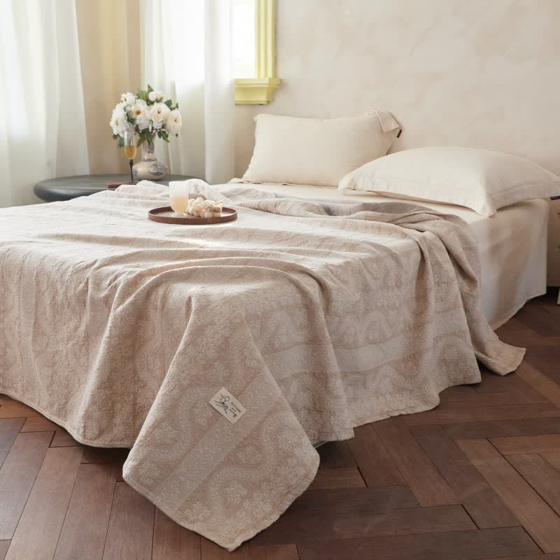 Subtle Textured Cotton Gauze Quilt Blanket - image 1