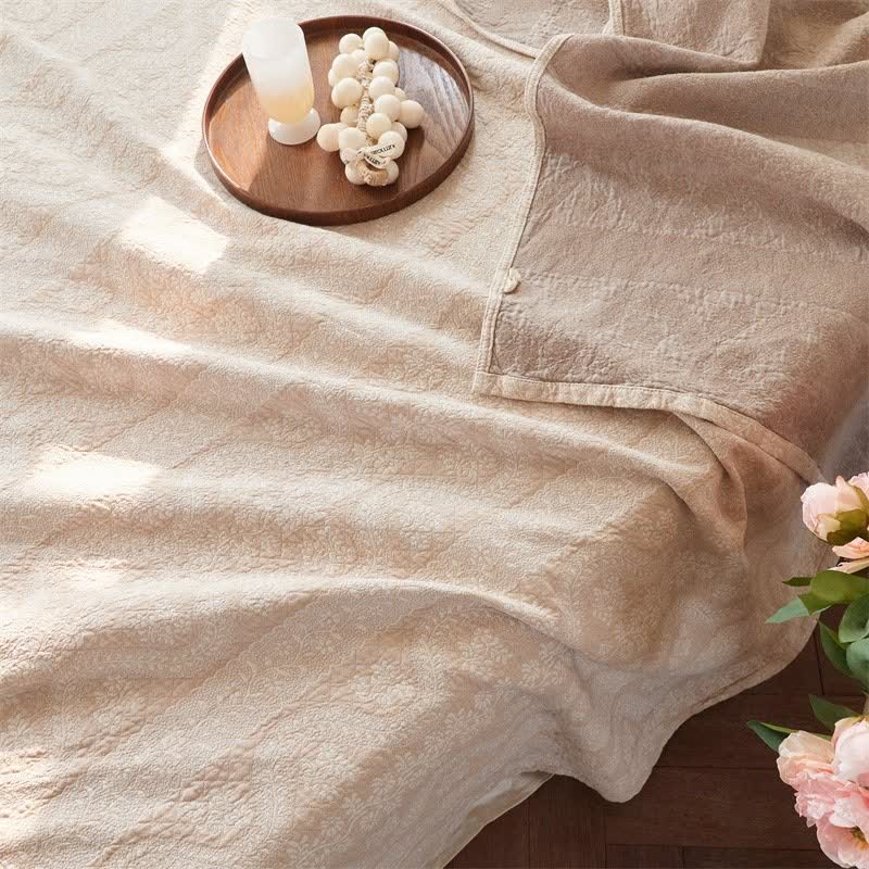 Subtle Textured Cotton Gauze Quilt Blanket - image 4