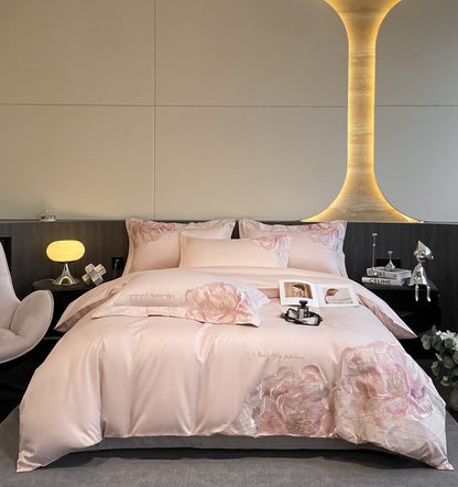 Luxury Peony Embroidered Cotton Bedding Set(4PCS) - image 12