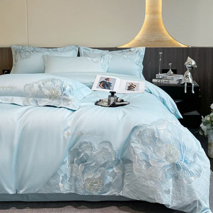 Luxury Peony Embroidered Cotton Bedding Set(4PCS) - image 2