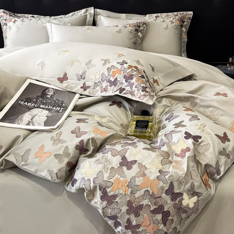 Butterfly Embroidered Pure Cotton Bedding Set(4PCS) - image 5