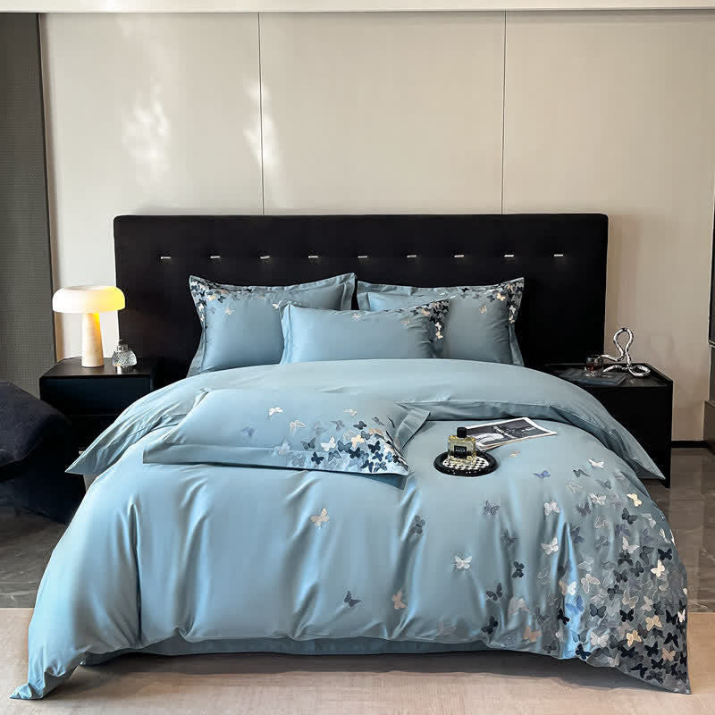 Butterfly Embroidered Pure Cotton Bedding Set(4PCS) - image 1