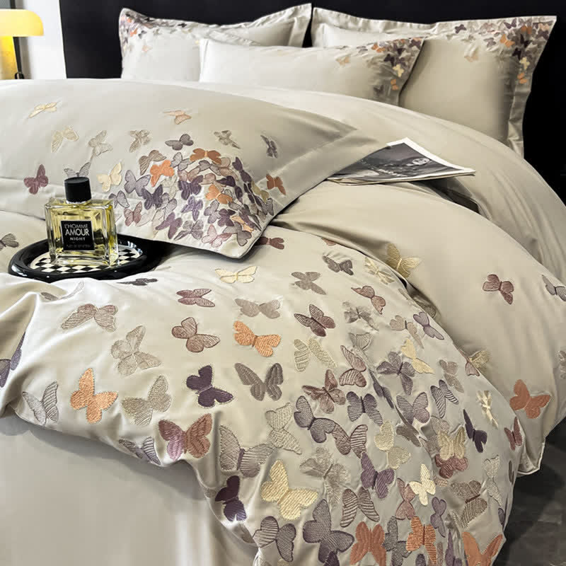 Butterfly Embroidered Pure Cotton Bedding Set(4PCS) - image 4