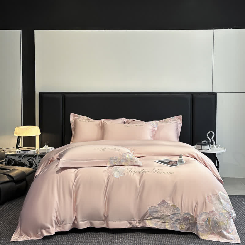 Luxury Floral Embroidered Cotton Bedding Set(4PCS) - image 13