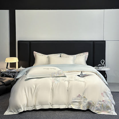 Luxury Floral Embroidered Cotton Bedding Set(4PCS) - image 3