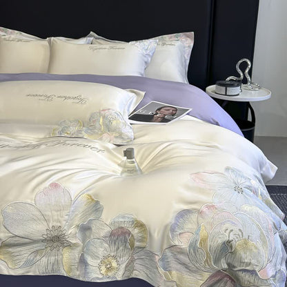 Luxury Floral Embroidered Cotton Bedding Set(4PCS) - image 8