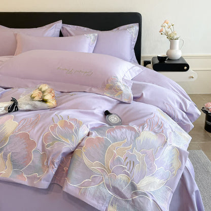 Gradient Floral Embroidered Cotton Bedding Set(4PCS) - image 10