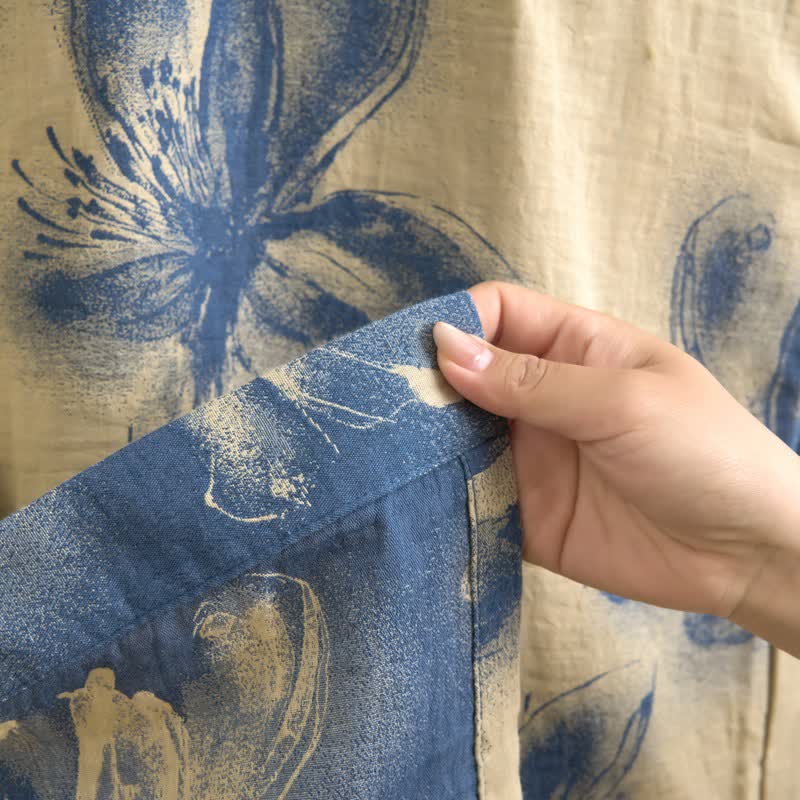 Watercolor Floral Organic Cotton Kimono Robe - image 12