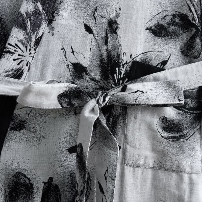 Watercolor Floral Organic Cotton Kimono Robe - image 35
