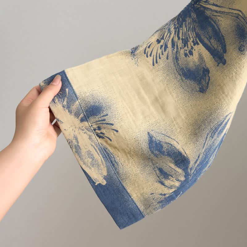 Watercolor Floral Organic Cotton Kimono Robe - image 9