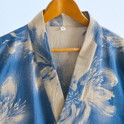 Watercolor Floral Organic Cotton Kimono Robe - image 1