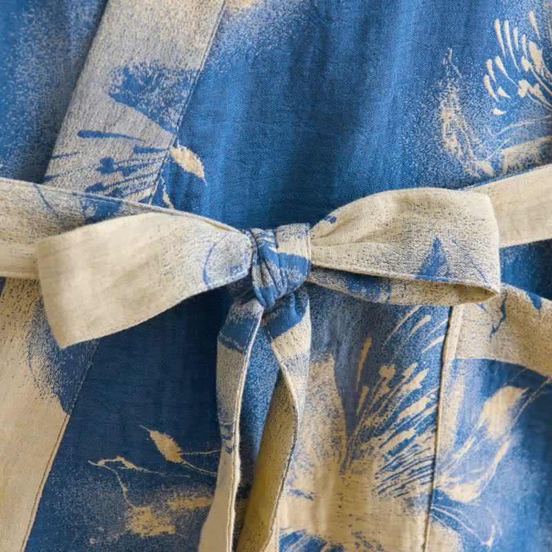 Watercolor Floral Organic Cotton Kimono Robe - image 4
