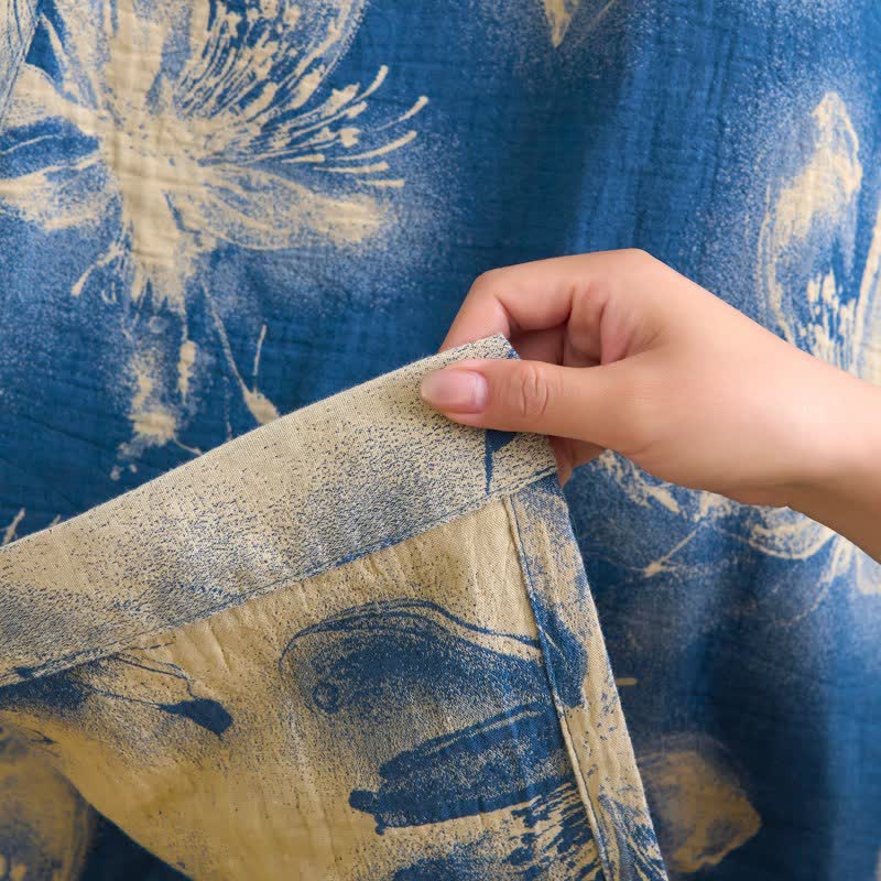 Watercolor Floral Organic Cotton Kimono Robe - image 5