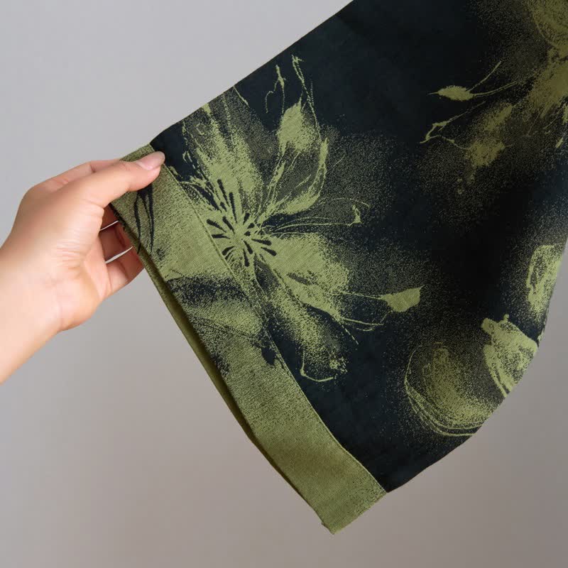 Watercolor Floral Organic Cotton Kimono Robe - image 16