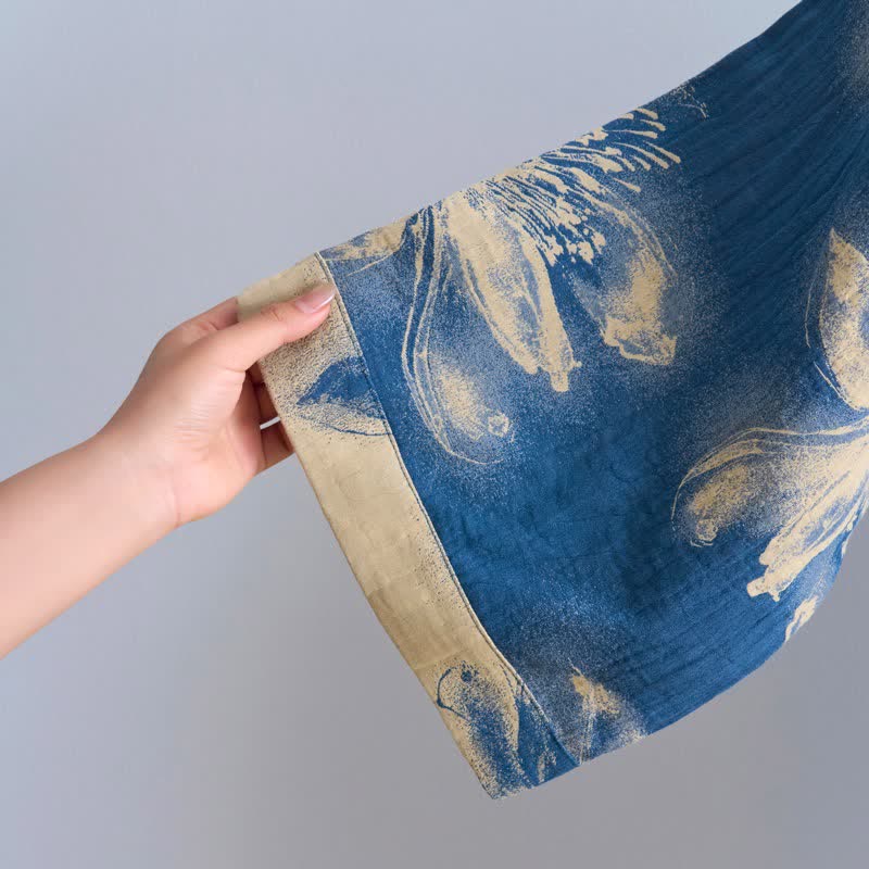 Watercolor Floral Organic Cotton Kimono Robe - image 2