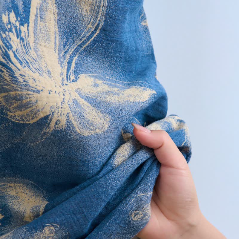 Watercolor Floral Organic Cotton Kimono Robe - image 6