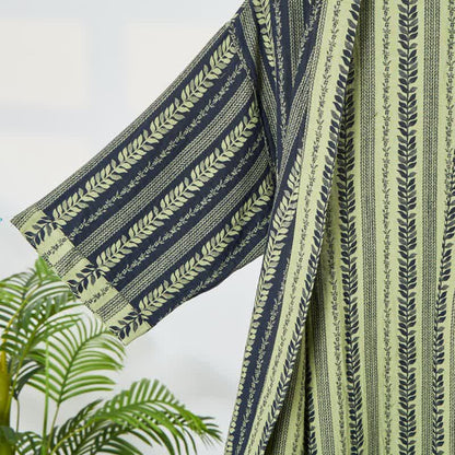 Leaf Striped Cotton Gauze Kimono Robe - image 4
