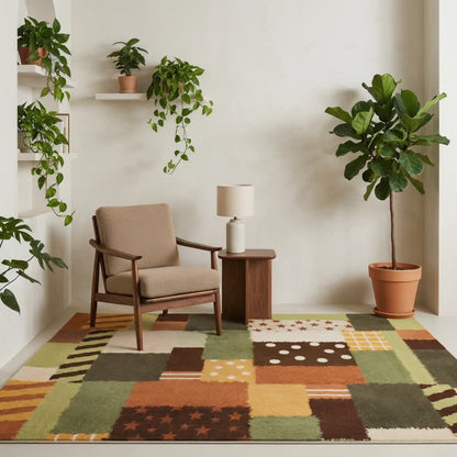 Patchwork Star Dot Striped Area Rug - image 1
