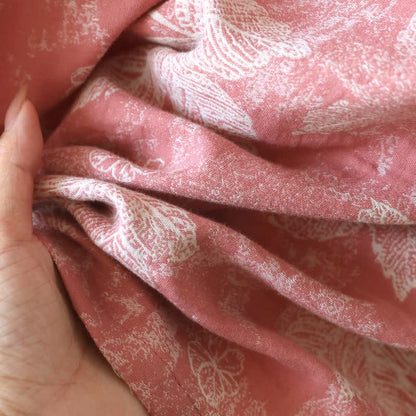 Pink Botanical Leaf Cotton Ruffle Nightgown - image 8