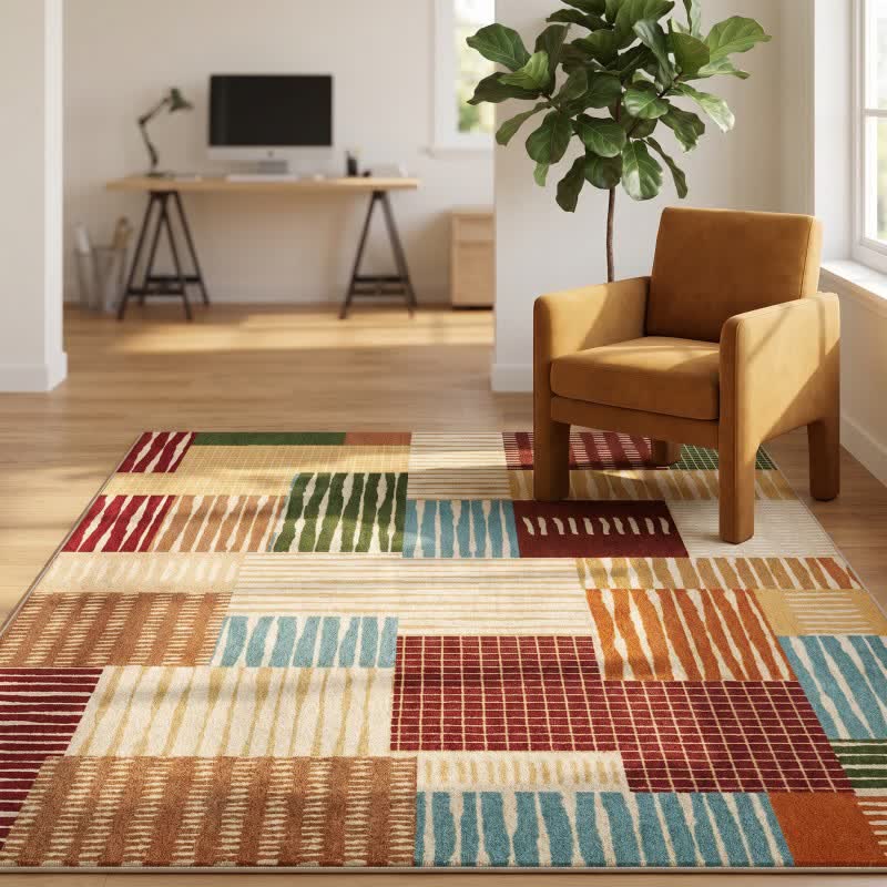 Modern Striped Patchwork Area Rug - image 1