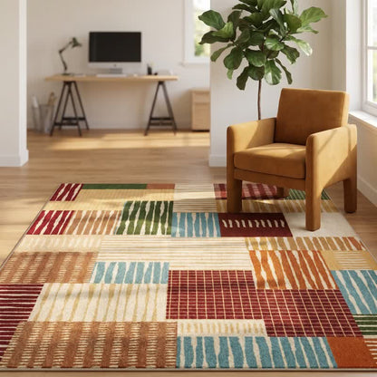Modern Striped Patchwork Area Rug - image 1