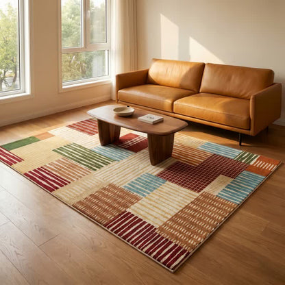 Modern Striped Patchwork Area Rug - image 2