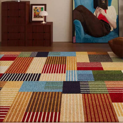 Striped Patchwork Geometric Area Rug - 79"W×118"L - image 0