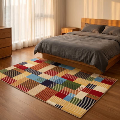 Striped Patchwork Geometric Area Rug - image 1
