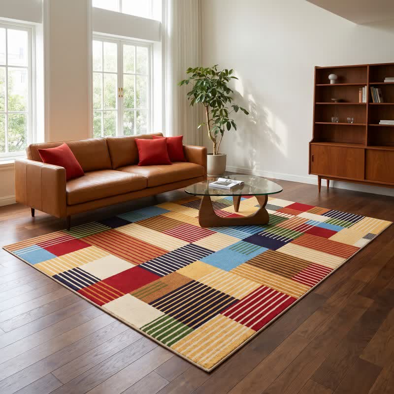 Striped Patchwork Geometric Area Rug - image 2