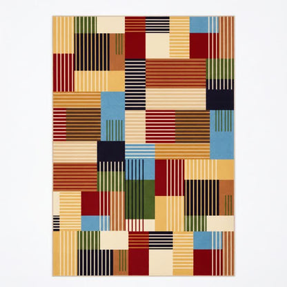 Striped Patchwork Geometric Area Rug - image 3