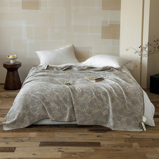Elegant Rustic Grey Floral Muslin Quilt - Queen - image 0