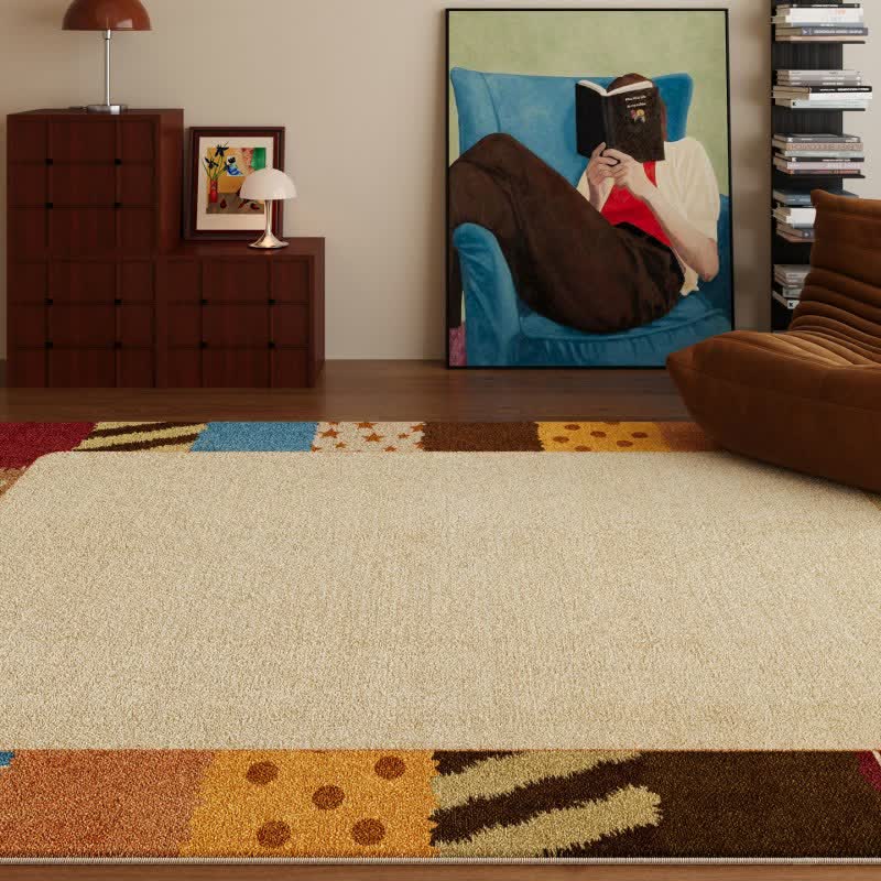 Retro Border Patchwork Area Rug - 79"W × 118"L - image 0