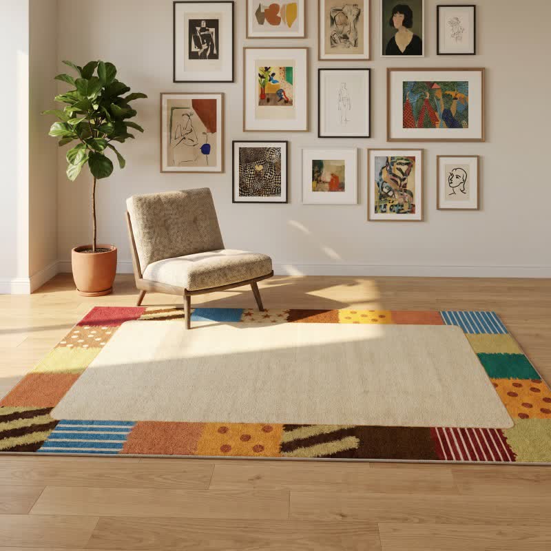 Retro Border Patchwork Area Rug - image 1