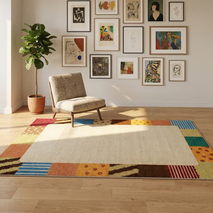 Retro Border Patchwork Area Rug - image 1