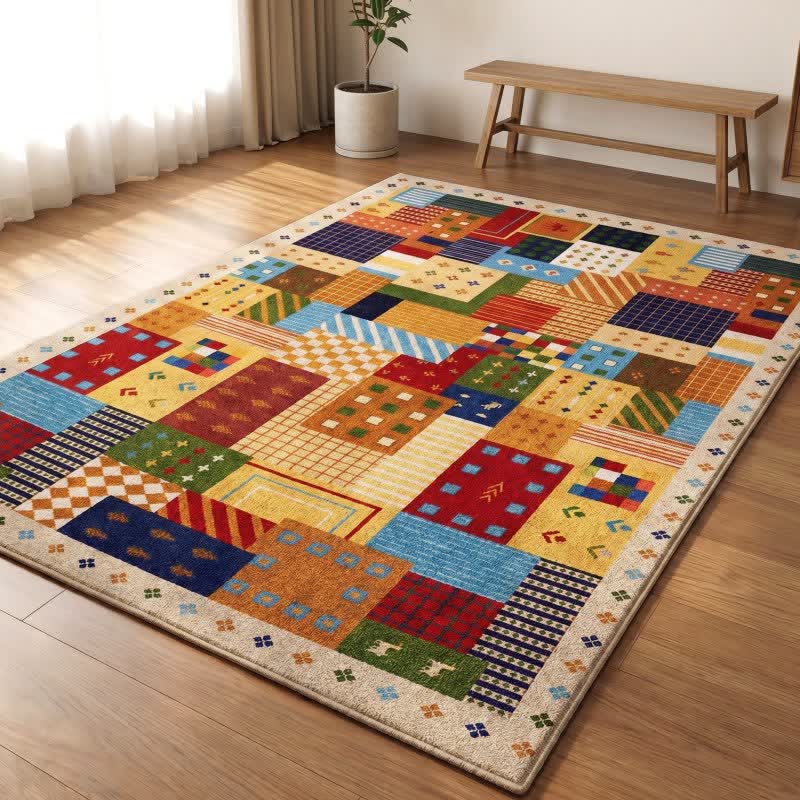 Vibrant Patchwork Geometric Area Rug - image 2