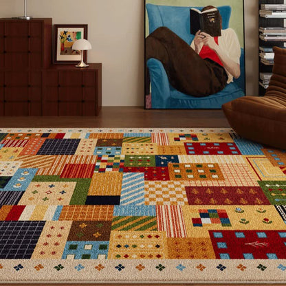 Vibrant Patchwork Geometric Area Rug - 79"W×118"L - image 0
