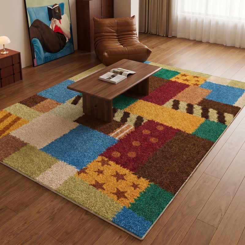 Retro Patchwork Star Dot Area Rug - image 2