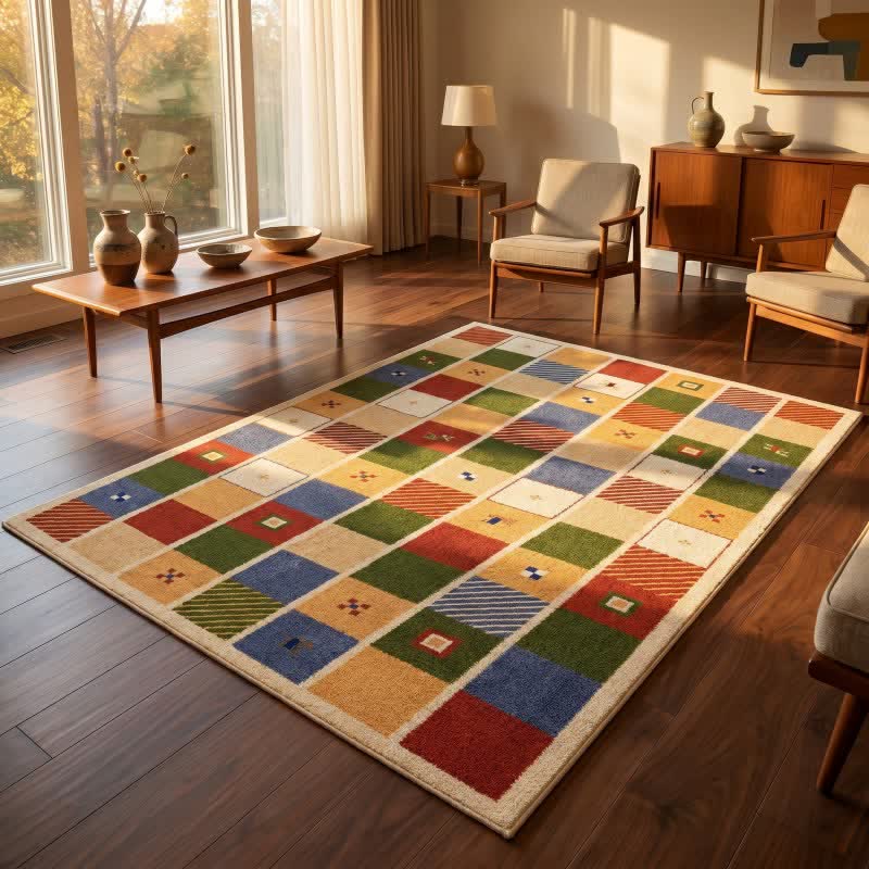 Colorful Patchwork Checkered Area Rug - image 2