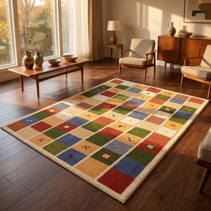 Colorful Patchwork Checkered Area Rug - image 2