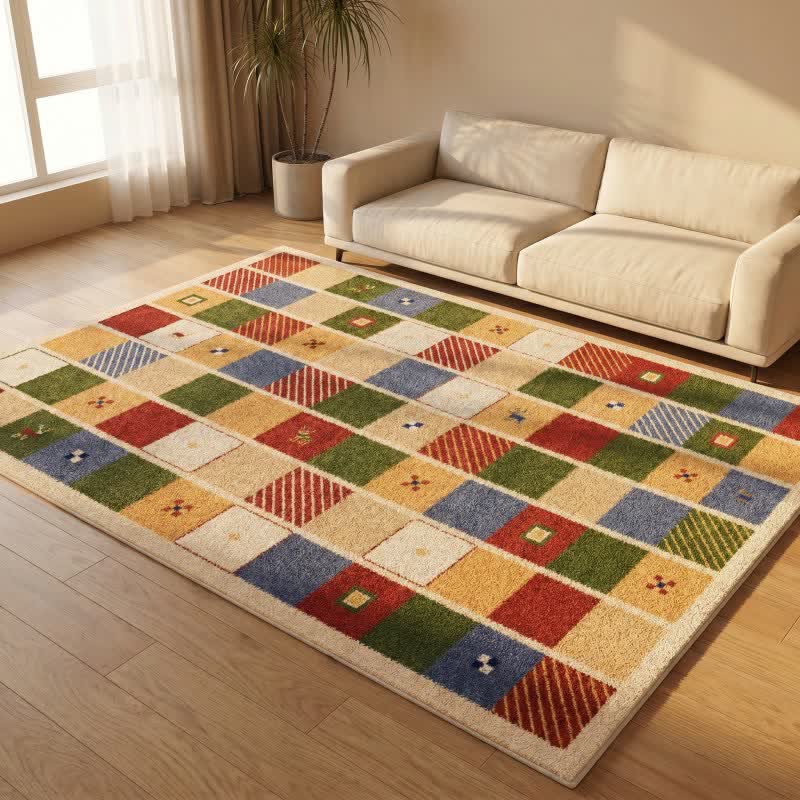 Colorful Patchwork Checkered Area Rug - image 1