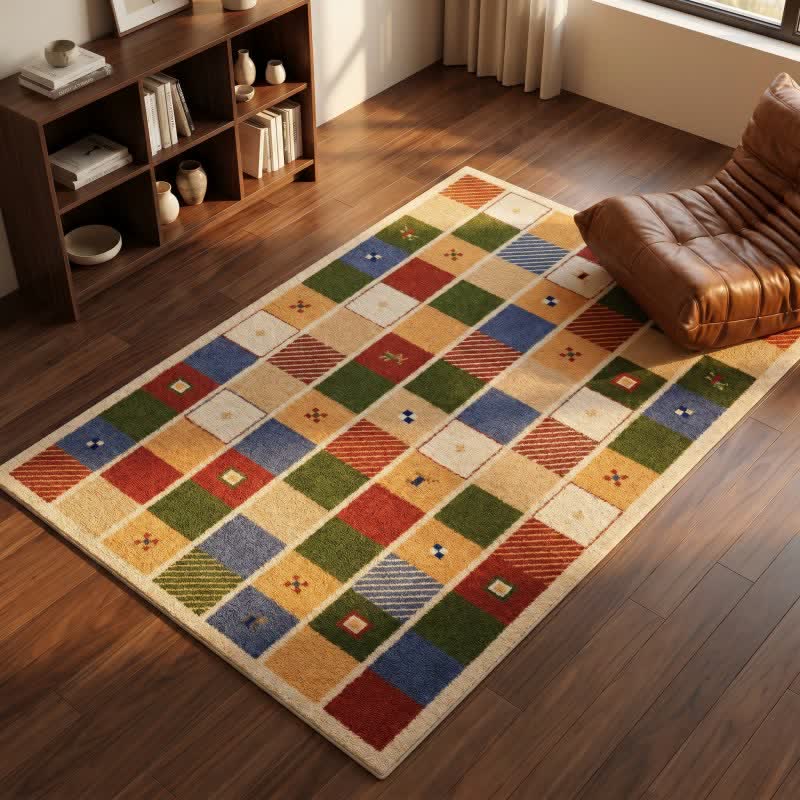 Colorful Patchwork Checkered Area Rug - image 3