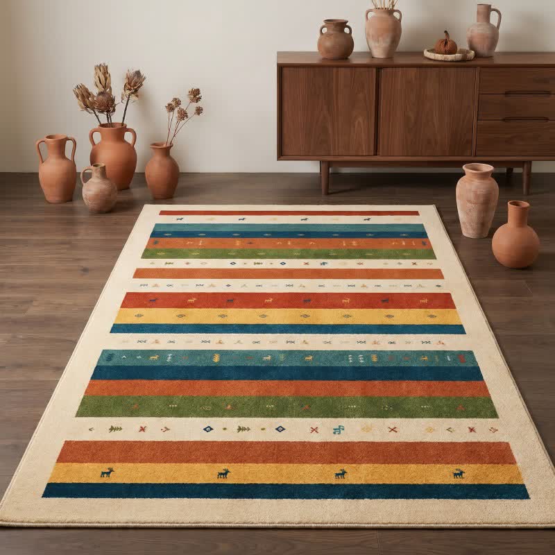Colorful Tribal Stripe Area Rug - image 1