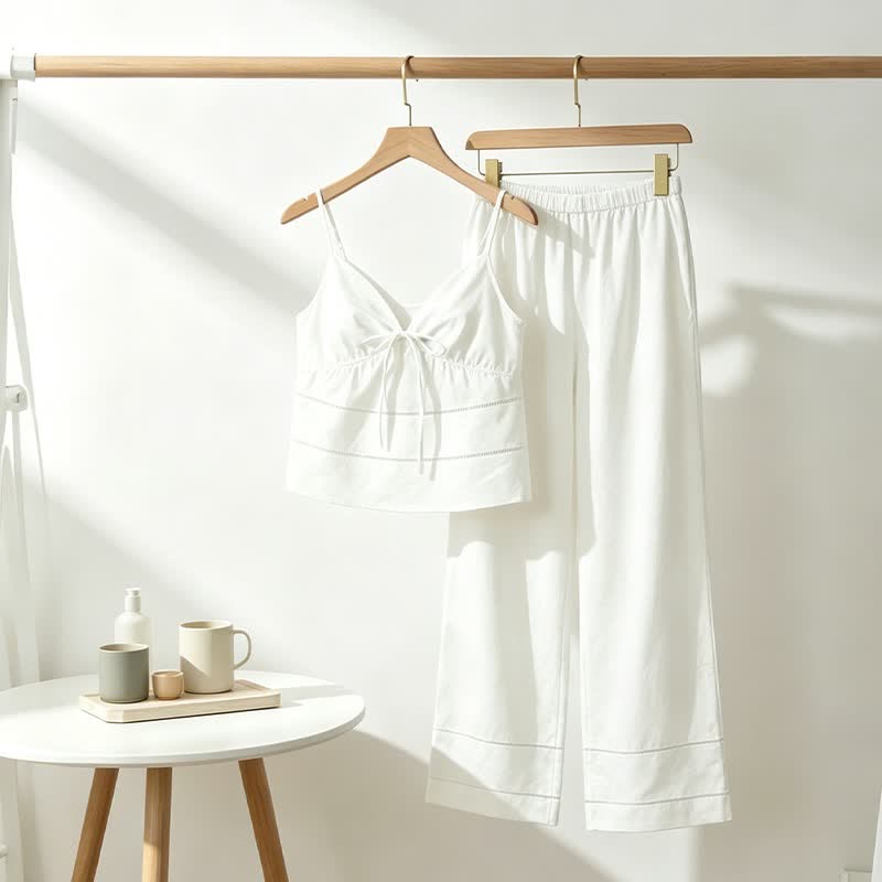 Solid Camisole & Pants Lounge Set - White - 3XL - image 4
