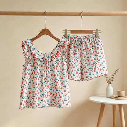 Fruit Cotton Gauze Ruffle Women's Pajamas - image 1