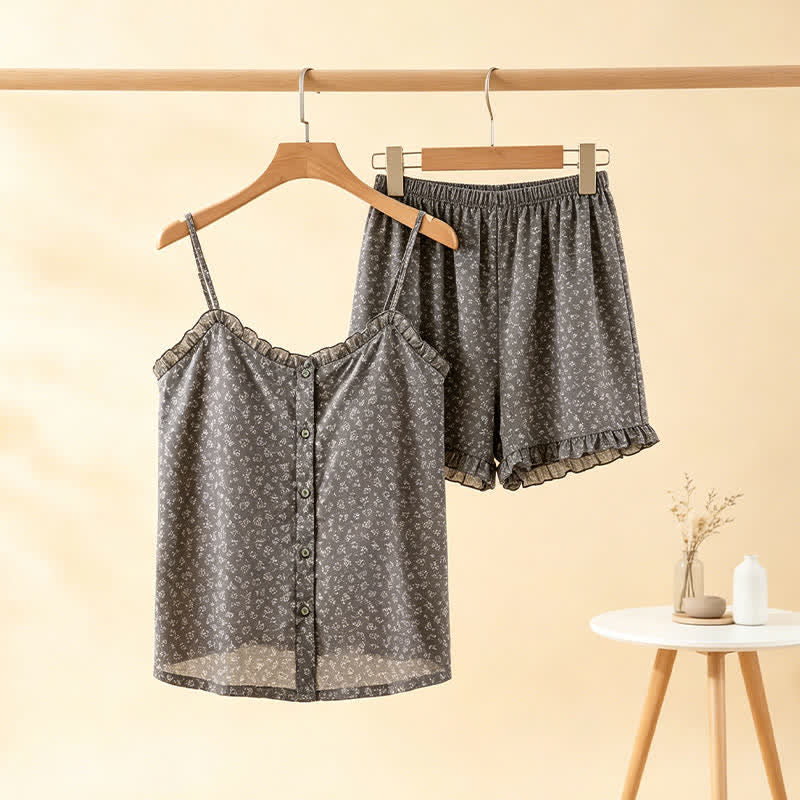 Floral Cotton Ruffle Cami Pajama Set - image 0