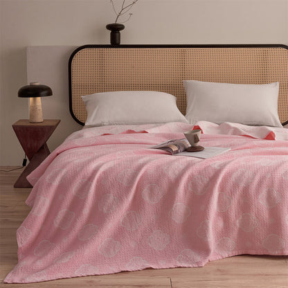 Oriental Ruyi Cloud Jacquard 3-Layer Gauze Quilt - Pink - Queen - image 4