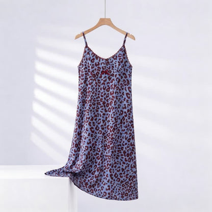 Leopard Print Lace Trim Nightgown - Blue - XXXL - image 3
