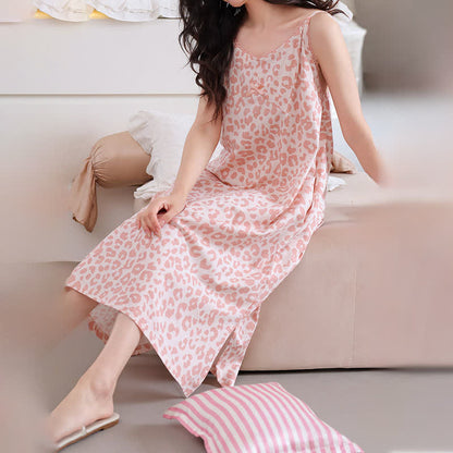 Leopard Print Lace Trim Nightgown - image 1