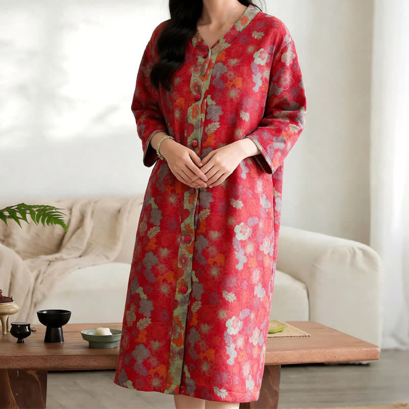 Vintage Floral Cotton Gauze Lounge Dress - image 6